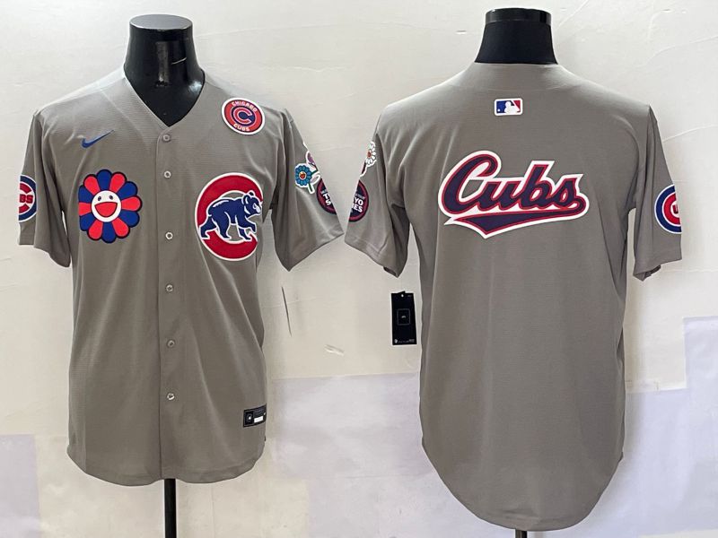 Men Chicago Cubs Blank Grey Flower Edition 2025 Nike MLB Jersey style 4